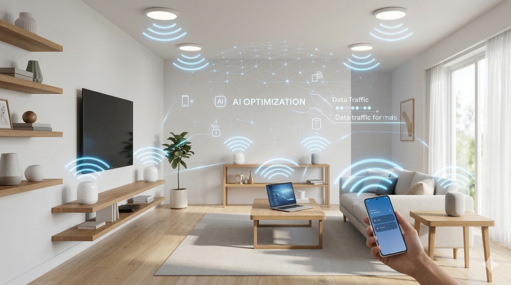 Sistema mesh Google Nest Wifi Pro WiFi 7 con inteligencia artificial para hogar inteligente