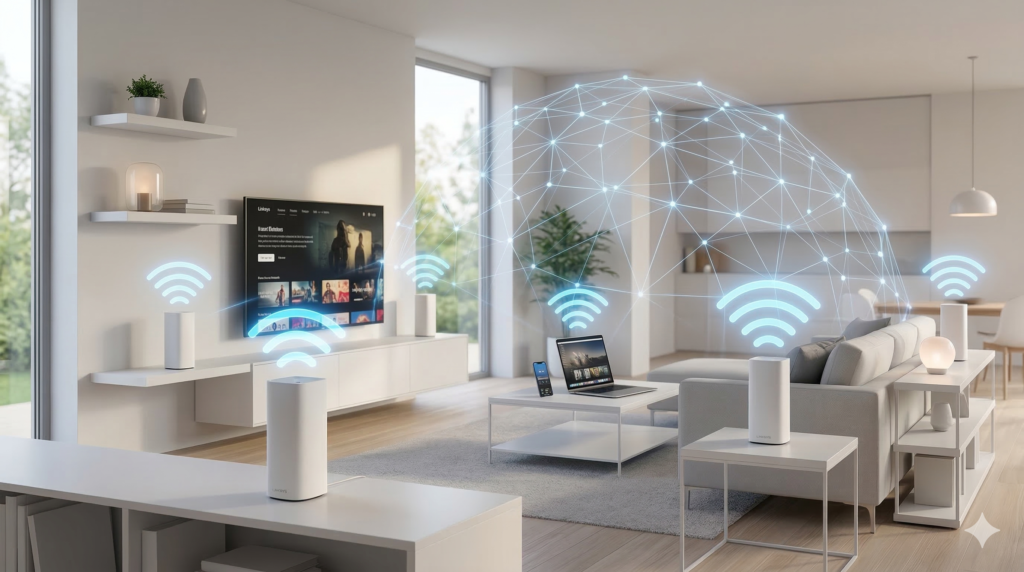 Sistema mesh Linksys Velop Pro 7 WiFi 7 para cobertura total del hogar