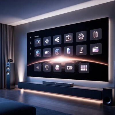 Home Cinema con inteligencia artificial con televisor 4K y barra de sonido Dolby Atmos
