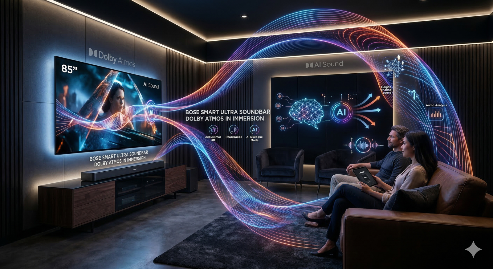 Barra de sonido con IA bose representacion de sonido