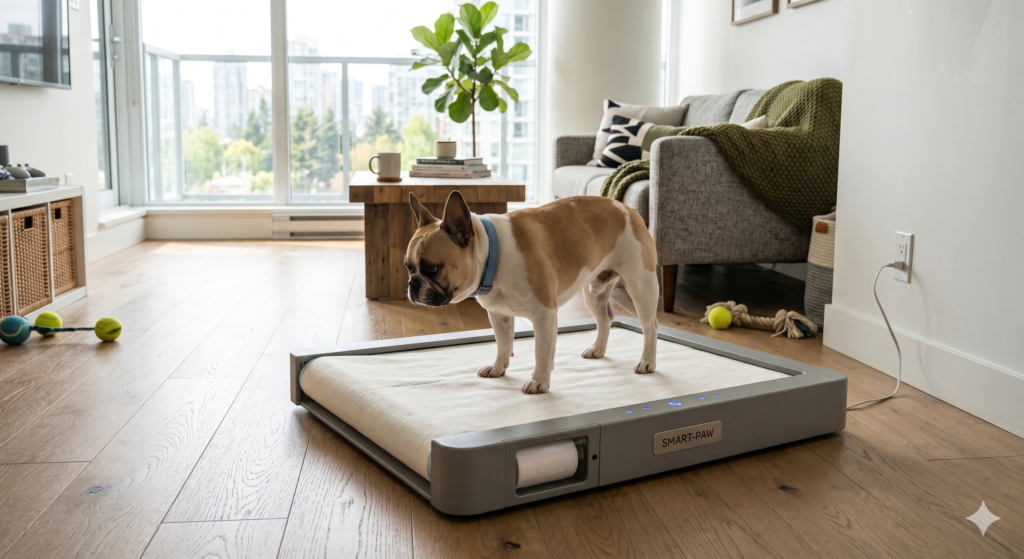 BrilliantPad Smart Indoor Dog Potty sistema de almohadillas absorbentes con rodillo automático de auto-limpieza con IA para perros