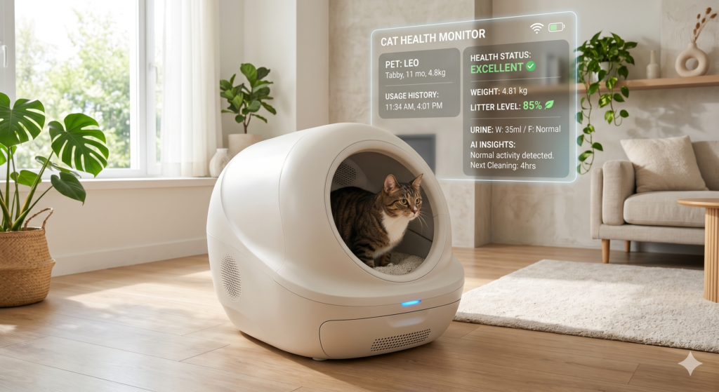 CATLINK Baymax arenero autolimpiable  que integra cámaras  y algoritmos de inteligencia artificial 