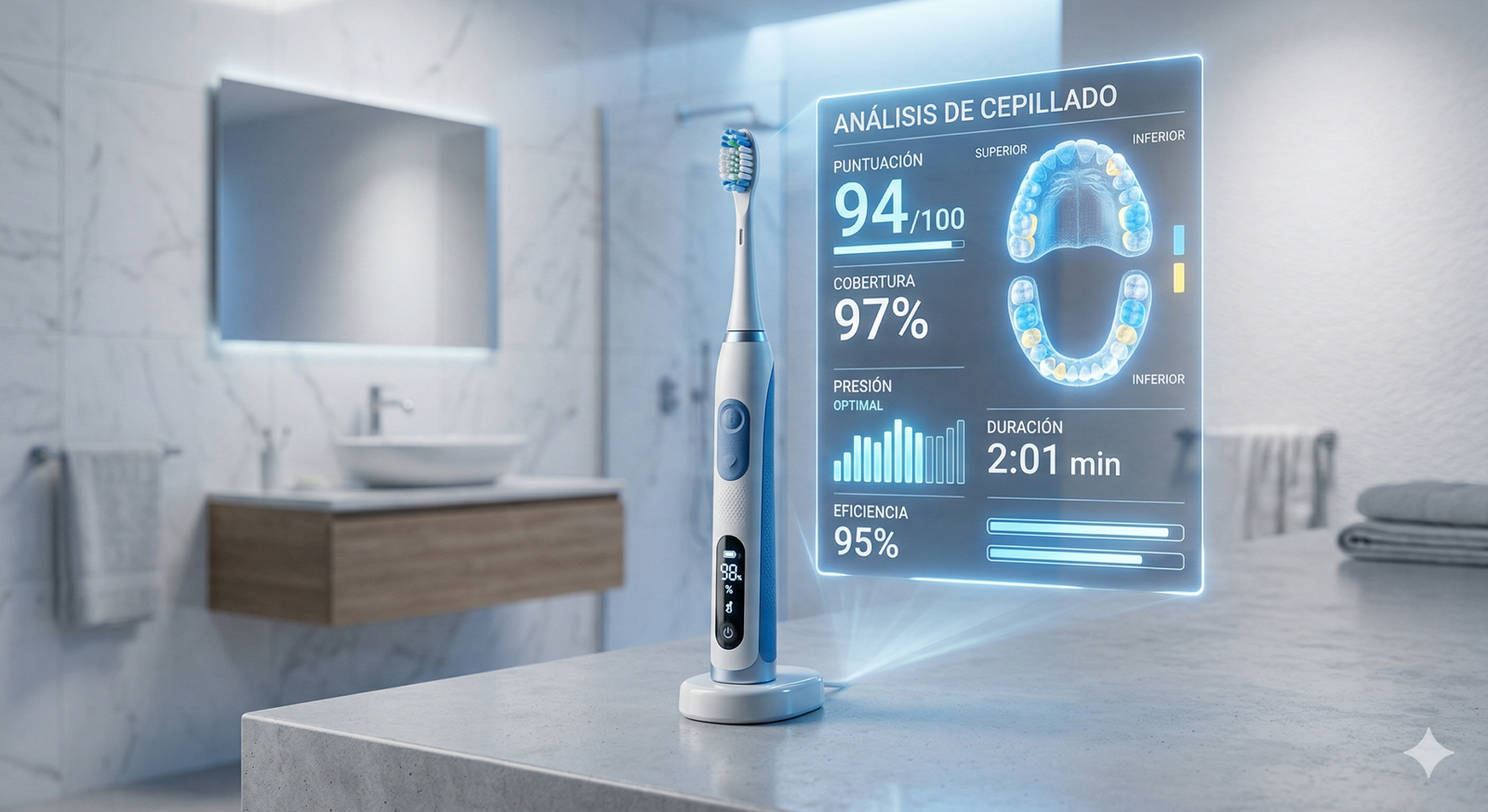 cepillo de dientes con inteligencia artificial analizando cepillado