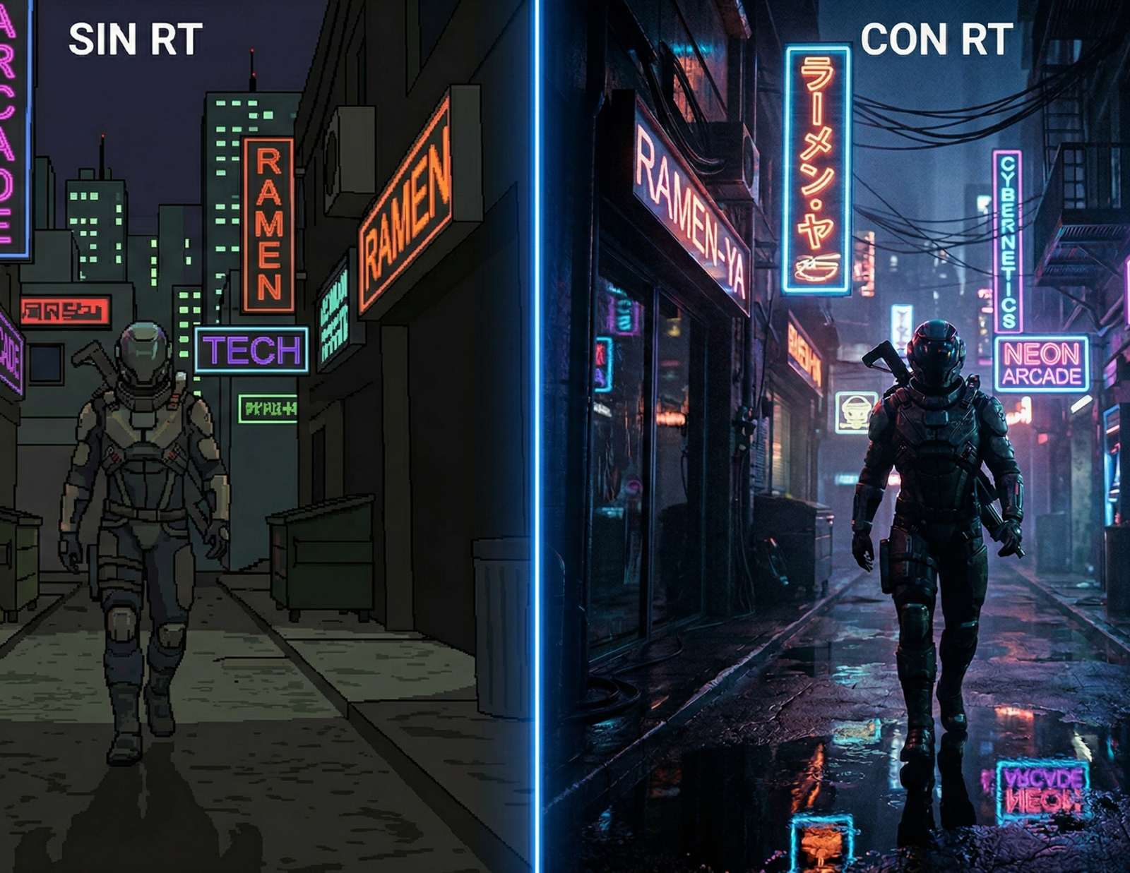 diferencia entre aplicar  ray tracing o no aplicar